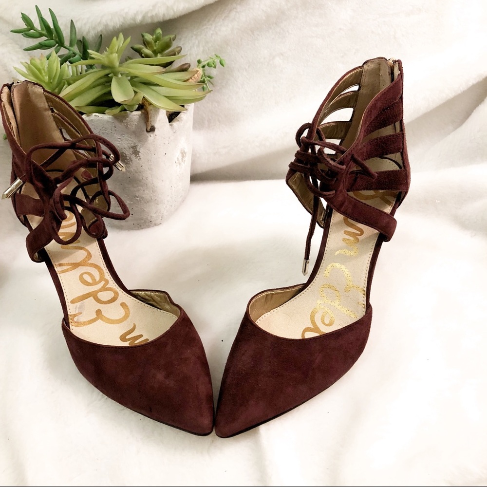 Sam Edelman NWT maroon suede lace up heels